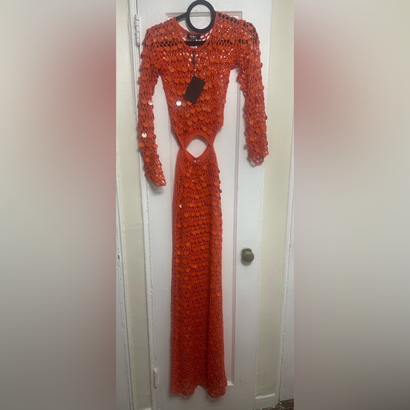 Hera Collection Dresses & Skirts - Hera Collection Vibrant Orange Long Sleeve Dress